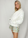 White Puffer Jacket- metallic puffer, PUFFER, puffer jacket, white puffer jacket-Ace of Grace Women's Boutique