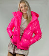 Bubblegum Pink Puffer Jacket- faux leather, HOT PINK, hot pink puffer, hot pink puffer jacket, JACKET, LEATHER, LEATHER JACKET, pink, PUFFER, puffer jacket-Ace of Grace Women's Boutique