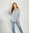 Missing Your Chance Top - ONE SMALL LEFT- button-up, buttons, grey, grey sweatshirt, oversized, shacket-Ace of Grace Women's Boutique