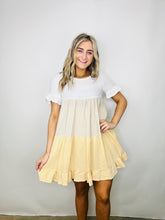 Ivory/Taupe/Yellow Tiered Dress
