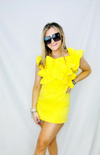 Yellow Crossed Ruffle Tube Dress