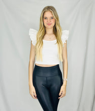 Ruffle Sleeve Ribbed Crop Top