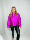 Metallic Pink Puffer Jacket- hot pink puffer, hot pink puffer jacket, metallic puffer, PUFFER, PUFFER JACKET.-Ace of Grace Women's Boutique