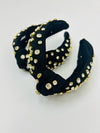 Black Rhinestone Top Knot Headband- BEADED HEADBAND, BLACK HEADBAND, headband, headbands, RHINESTONE HEADBAND, TOP KNOT HEADBAND-Ace of Grace Women's Boutique