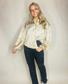Marvelous Marble Top - ONE MEDIUM LEFT- button down, button-up, buttons, LONG SLEEVE, long sleeves, longsleeve, marble, marble top, swirls-Ace of Grace Women's Boutique