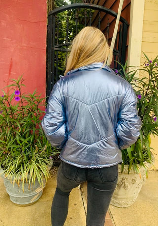 Shimmer & Shine Metallic Puffer Jacket- clothing,Outerwear-Ace of Grace Women's Boutique