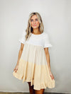 Ivory/Taupe/Yellow Tiered Dress- church dress, colorful dress, dress, flowy dress, layered dress, plus size dress, summer dress, tiered dress-Ace of Grace Women's Boutique