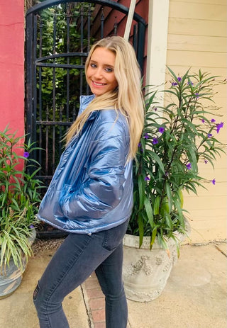 Shimmer & Shine Metallic Puffer Jacket- clothing,Outerwear-Ace of Grace Women's Boutique
