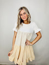 Ivory/Taupe/Yellow Tiered Dress- church dress, colorful dress, dress, flowy dress, layered dress, plus size dress, summer dress, tiered dress-Ace of Grace Women's Boutique