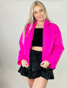 Follow Your Heart Quilted Puffer Jacket - MEDIUM AND LARGE LEFT