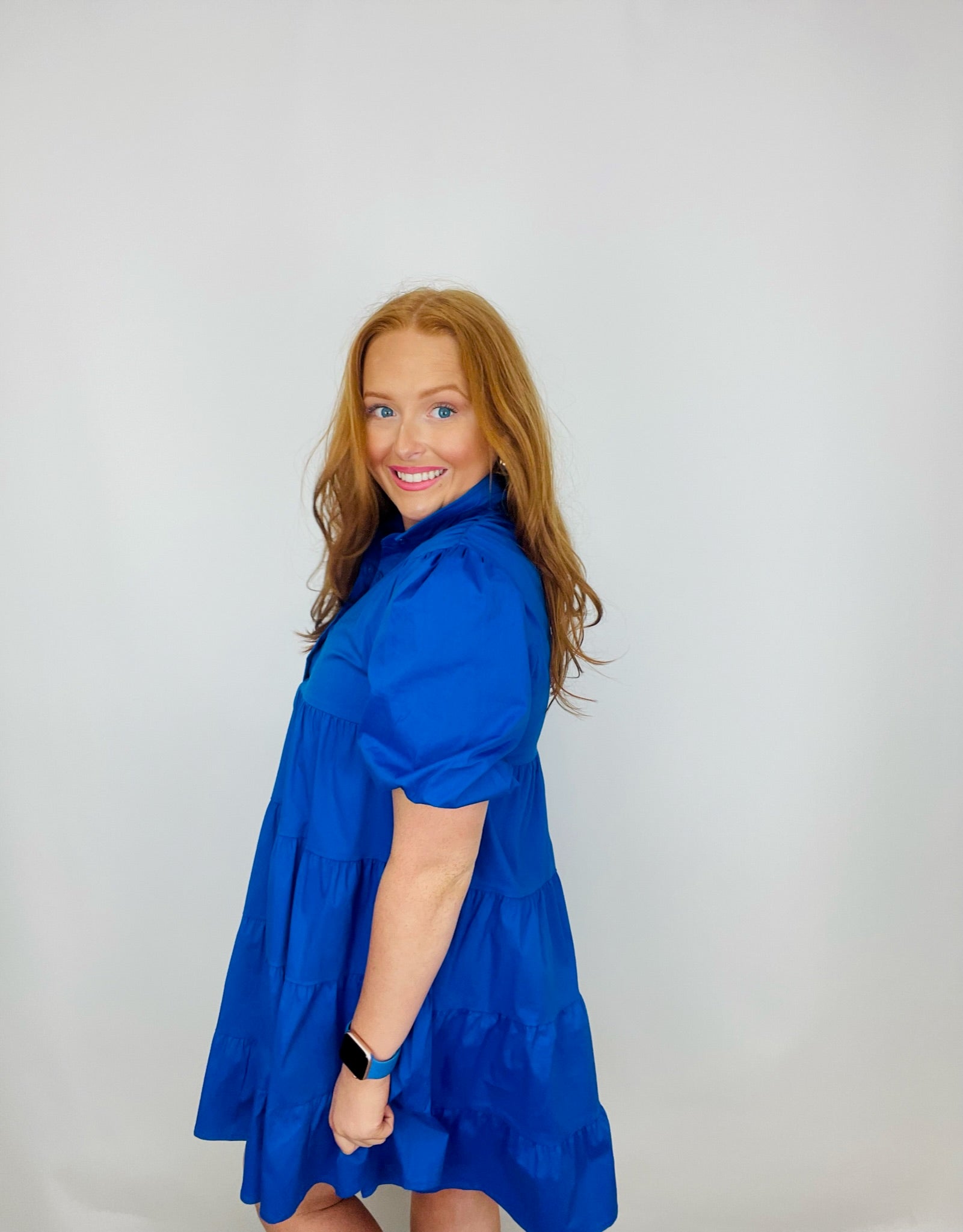 Royal Blue Puff Sleeve Dress