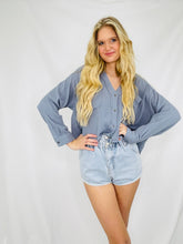 Paper Bag Waist Denim Shorts