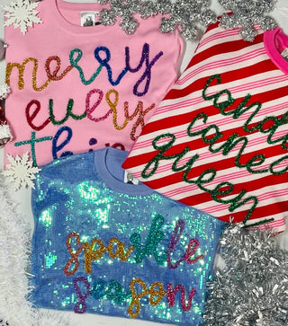Queen of Sparkles Sparkle Season Sweater - LAST ONE- candy cane queen,CHRISTMAS,CHRISTMAS CHEER,clothing,Curvy,MadelynnGrace,MERRY CHRISTMAS,periwinkle,queen of sparkles,Sale,Seasonal,SEQUIN,SEQUINS,SPARKLE,sparkle season,SPARKLES,SPARKLY,Tops-Ace of Grace Women's Boutique