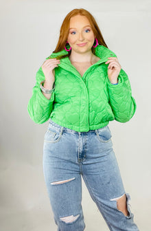 Follow Your Heart Quilted Puffer Jacket - MEDIUM AND LARGE LEFT
