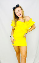 Yellow Crossed Ruffle Tube Dress