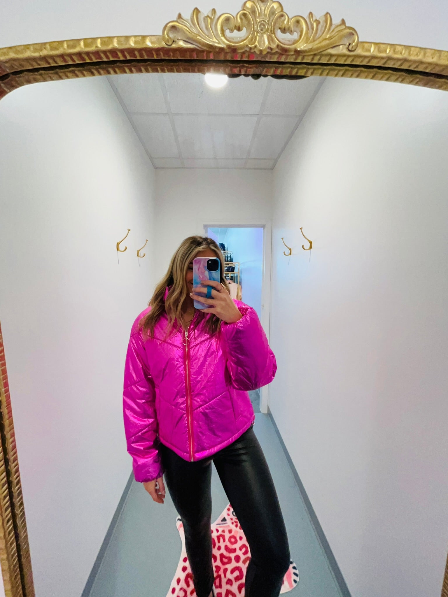 Metallic Pink Puffer Jacket