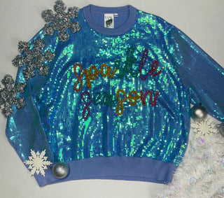 Queen of Sparkles Sparkle Season Sweater- CHRISTMAS, CHRISTMAS CHEER, clothing, Curvy, MadelynnGrace, MERRY CHRISTMAS, periwinkle, queen of sparkles, Sale, Seasonal, SEQUIN, SEQUINS, SPARKLE, sparkle season, SPARKLES, SPARKLY, Tops-XS-Ace of Grace Women's Boutique