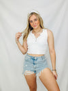 Button Up Tank Top- CROPPED TANK, RIBBED TANK TOP, summer tank, tank, tank top, white tank-Ace of Grace Women's Boutique