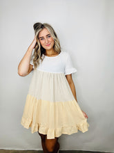 Ivory/Taupe/Yellow Tiered Dress