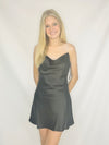 Touch of Glam Satin Dress- black dress, black satin, dress, rhinestone, rhinestones, SATIN, SATIN DRESS, silk, SILK DRESS-Ace of Grace Women's Boutique