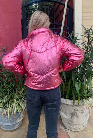Shimmer & Shine Metallic Puffer Jacket- clothing,Outerwear-Ace of Grace Women's Boutique