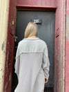 Missing Your Chance Top - ONE SMALL LEFT- button-up, buttons, grey, grey sweatshirt, oversized, shacket-Ace of Grace Women's Boutique