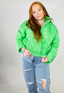 Follow Your Heart Quilted Puffer Jacket - MEDIUM AND LARGE LEFT