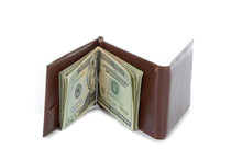 3 Fold Money Clip Wallet-Brown