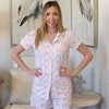 La Couronne Short Sleeve Button Up Sleep Shirt- pajama top, pajamas, PJ, PJ TOP-Ace of Grace Women's Boutique