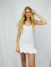 White Ruffled Tube Dress- church dress, dress, mini dress, RUFFLE, ruffled, RUFFLED DRESS, RUFFLES, tube dress, WHITE DRESS-Ace of Grace Women's Boutique