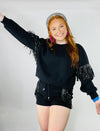 All For Fun Fringe Shorts- FRINGE, fringe shorts, rhinestones, shorts, sweat shorts, white shorts-Ace of Grace Women's Boutique