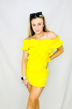 Yellow Crossed Ruffle Tube Dress