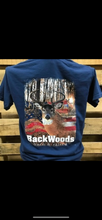 Backwoods Born & Raised Deer with American Flag- Navy Tee