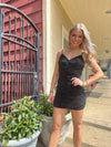 Back to Black Dress- adjustable straps, black, black dress, dress, ruched, ruched dress, spaghetti straps-Ace of Grace Women's Boutique