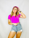 Ribbed Cropped Tee- crop, crop top, CROPPED, CROPPED TEE, ribbed, RIBBED CROP TOP, RIBBED FABRIC-Ace of Grace Women's Boutique