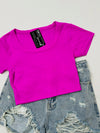 Ribbed Cropped Tee- crop, crop top, CROPPED, CROPPED TEE, ribbed, RIBBED CROP TOP, RIBBED FABRIC-Ace of Grace Women's Boutique