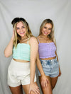 Pretty In Pastels Crop Top- buttons, crop, crop top, CROPPED, GREEN CROP TOP, pastels-Ace of Grace Women's Boutique